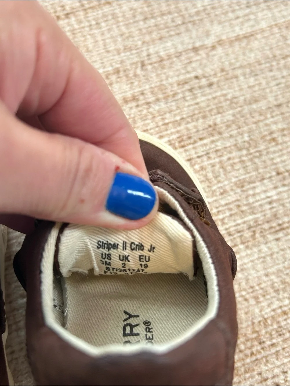 Sperry Striper II Crib Jr. Baby Kids Memory Foam Brown Shoes Sneakers